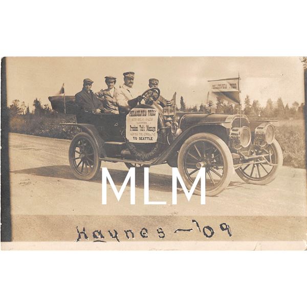 Philadelphia Press 1909 Haynes Automobile Relay Race to Seattle Washington Photo Postcard