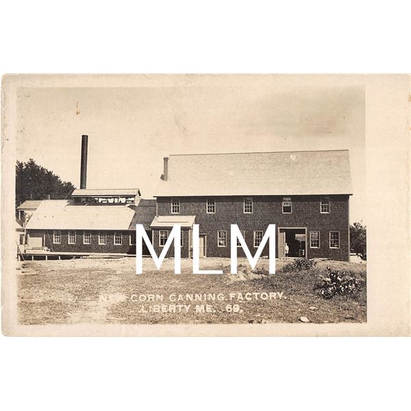 2 Corn Canning Factory Interior/Exterior Liberty, Maine Photo Postcard