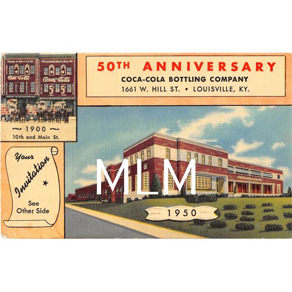 50th Anniversary Invitation Coca-cola Bottling Company Louisville, Kentucky Linen