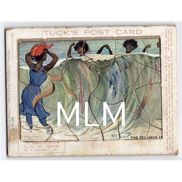 Black Americana Ladies Swimming Raphael Tuck Puzzle Novelty Postcard