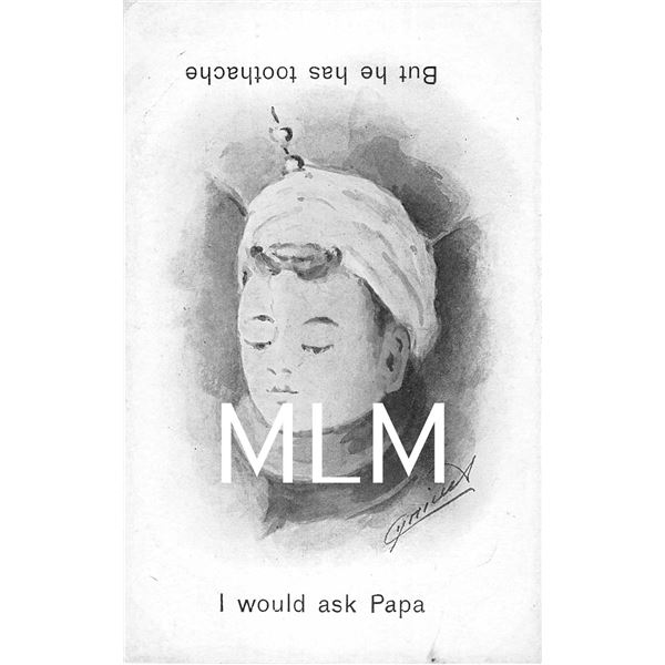 Cynicus Art Metamorphic Novelty "I would ask Papa But he has tootchache" Postcard