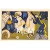Image 8 : Set of 6 with Wrapper Art Nouveau Lady in the Night Edward Bernard Postcards
