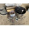 Image 1 : JOB LOT OF MISC HARDWARE, BELTS, WAGON PINS AND TOOLS