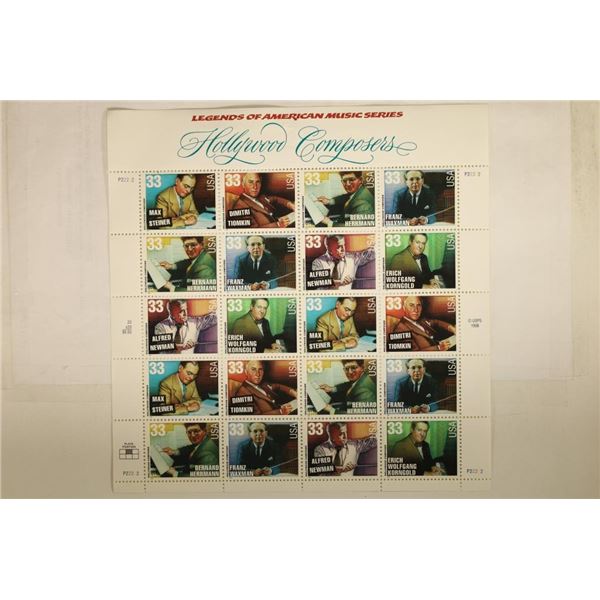 USPS SHEET OF 20 X .33 CENT HOLLYWOOD COMPOSERS