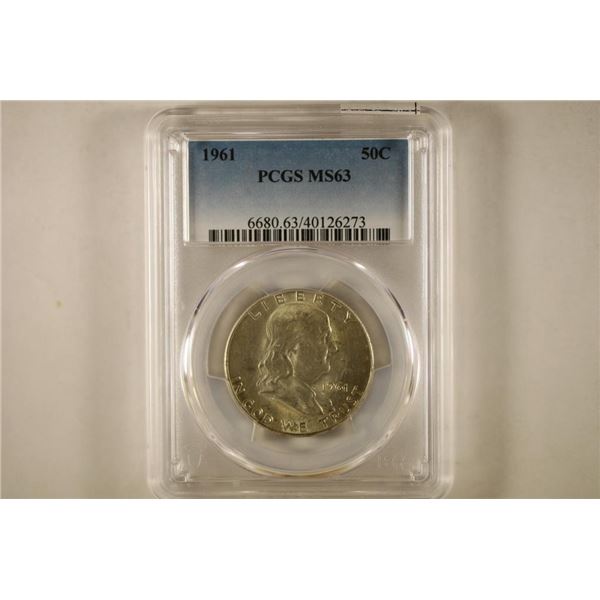 1961 FRANKLIN HALF DOLLAR PCGS MS63