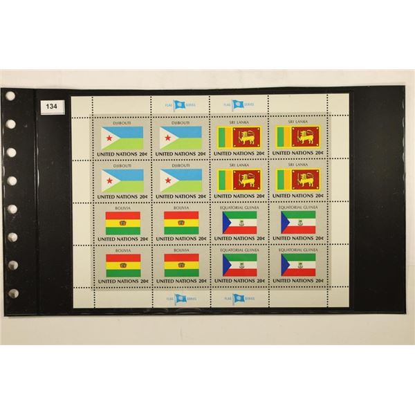 SHEET OF 16-UNITED NATIONS 20 CENT POSTAGE STAMPS