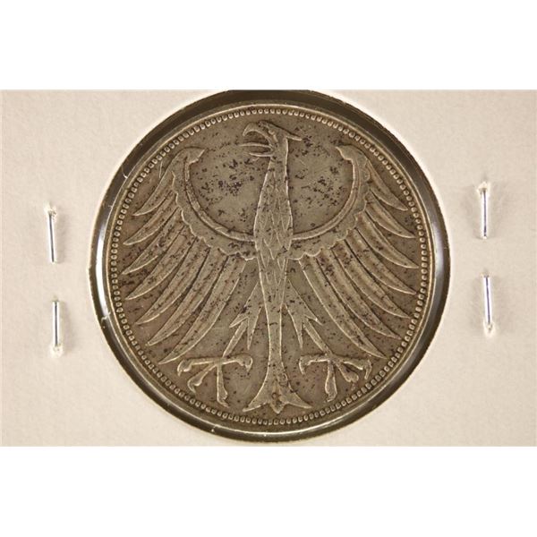 1958-G GERMAN SILVER 5 MARKS