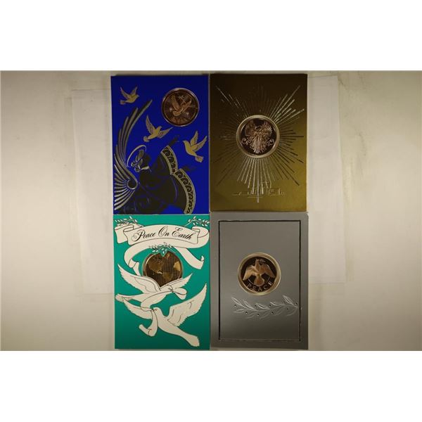 4-ASSORTED HOLIDAY CARDS WITH 1 1/2'' BRONZE