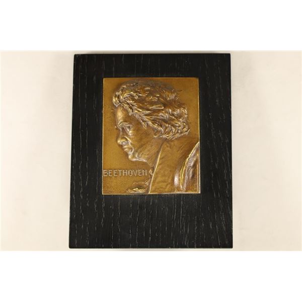 VINTAGE 2'' X 2 1/2'' BRONZE BEETHOVEN PLAQUE