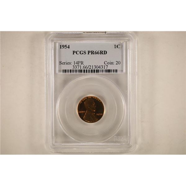 1954 LINCOLN CENT PCGS PR66RD