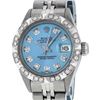 Image 2 : Rolex Ladies 26 Stainless Steel Blue Pyramid Diamond Datejust Wristwatch