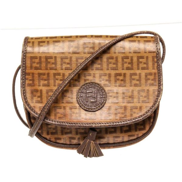 Fendi Brown Canvas Zucci Mini Crossbody Bag
