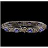 Image 2 : 14KT White Gold 7.90 ctw Tanzanite and Diamond Bracelet