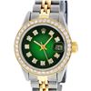 Image 1 : Rolex 2T YG/SS Green Vignette VS 1 ctw Diamond Oyster Perpetual Datejust Wristwa