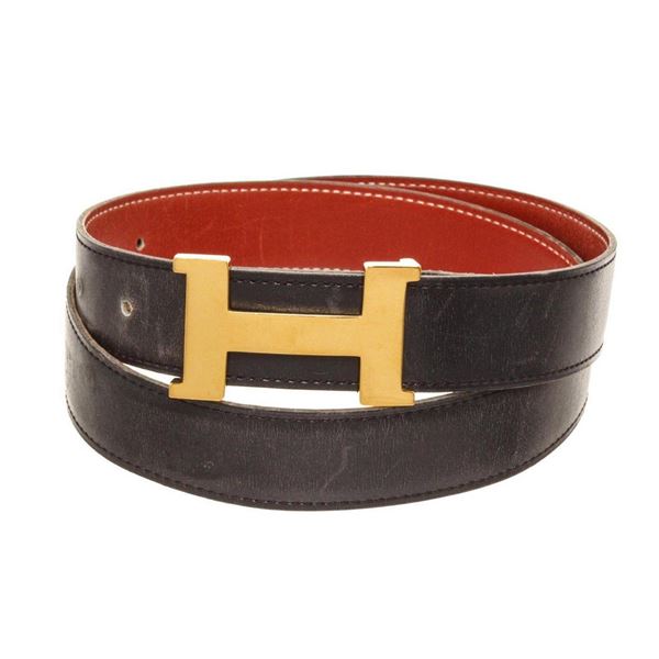 Hermes Black Leather Constance Belt