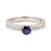 Image 2 : 1.20 ctw Blue Sapphire And Diamond Ring - 14KT White Gold