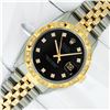 Image 2 : Rolex Mens 2 Tone Black Diamond Pyramid Bezel 36MM Datejust Wristwatch With Role