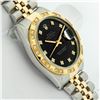 Image 4 : Rolex Mens 2 Tone Black Diamond Pyramid Bezel 36MM Datejust Wristwatch With Role