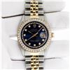 Image 3 : Rolex Mens 2 Tone Blue String VS Diamond Datejust Wristwatch Oyster Perpetual Wi