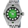 Image 2 : Rolex Ladies Stainless Steel 26MM Green Vignette Diamond Oyster Perpetual Dateju