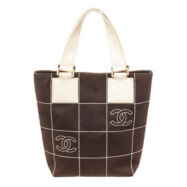 Chanel Brown Chocolate Bar Tote Bag
