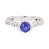 Image 2 : 1.00 ctw Sapphire and Diamond Ring - 18KT White Gold