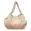 Image 1 : Prada Beige Metallic Leather Chain Shoulder Bag