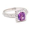 Image 1 : 1.78 ctw Rectangular Cushion Mixed Purple Sapphire And Round Brilliant Cut Diamo