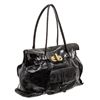 Image 2 : Carla Mancini Black Crinkle Patent Leather Shoulder Tote Bag