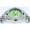 Image 4 : Rolex Ladies Stainless Steel 26 Green Diamond & Sapphire Datejust Wristwatch
