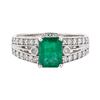 Image 2 : 1.31 ctw Emerald and Diamond Ring - 14KT White Gold