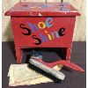 Image 1 : WOODEN PAINTED SHOE SHINE BOX WITH CONTENTS - 11IN X 8IN X 12IN