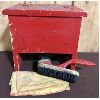 Image 3 : WOODEN PAINTED SHOE SHINE BOX WITH CONTENTS - 11IN X 8IN X 12IN
