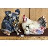 LOT OF 2 - CHICKEN AND PIG COIN BANKS -  TALL