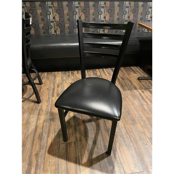 BLACK METAL AND LEATHER STYLE SLAT BACK RESTAURANT DINING CHAIR