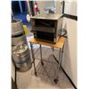 Image 1 : BELLECO STAINLESS STEEL COMMERCIAL CONVEYOR TOASTER (NEEDS REPAIR) ON 3 TIER MOBILE CART