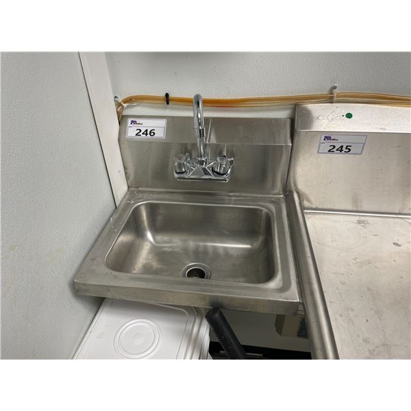 STAINLESS STEEL COMMERCIAL HAND WASH SINK, MOBILE MOP BUCKETS, ASSORTED WHITE BUCKETS WITH LIDS,