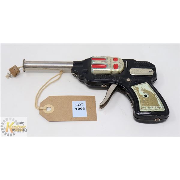 1950'S PRESSED STEEL AUTO PISTOL KIDS CORK GUN