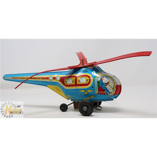 VINTAGE TIN LITHOGRAPH "TOY TOWN AIRWAYS" WIND