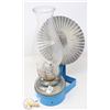 Image 2 : ANTIQUE NU-STYLE OIL LAMP W/ REFLECTOR & BLUE