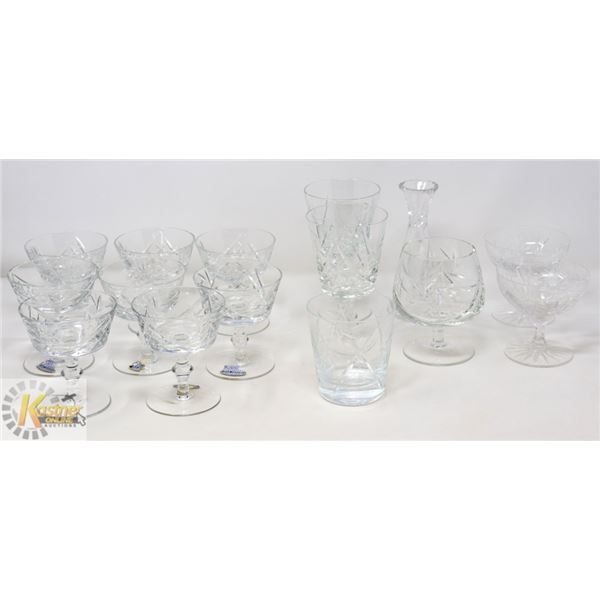 15PC ASSORTED CRYSTAL PIECES; STEMWARE,