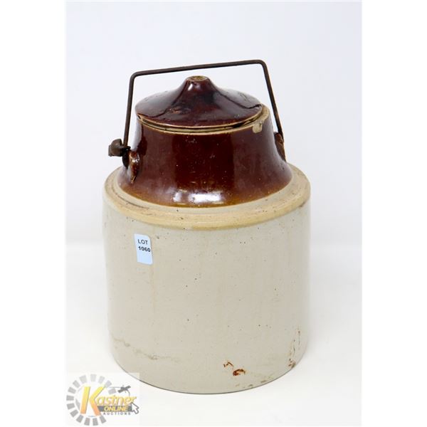 STONEWARE PICKLE CROCK *LATCH BROKEN*
