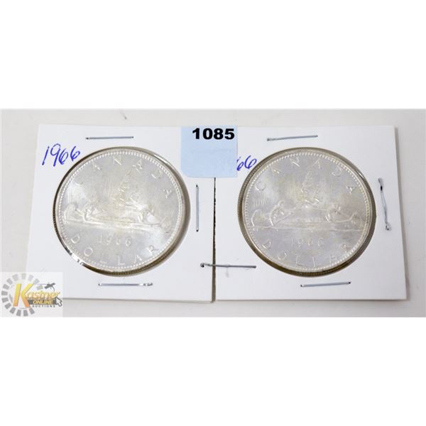 LOT OF 2 1966 CANADA ONE DOLLAR SILVER COINS