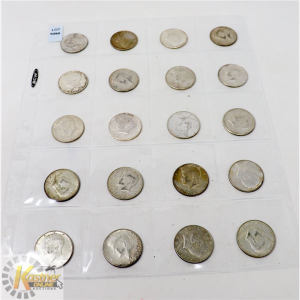 LOT OF 20 USA 1960'S KENNEDY HALF DOLLAR COINS