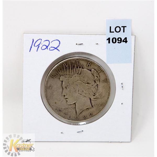 1922 USA SILVER PEACE DOLLAR COIN