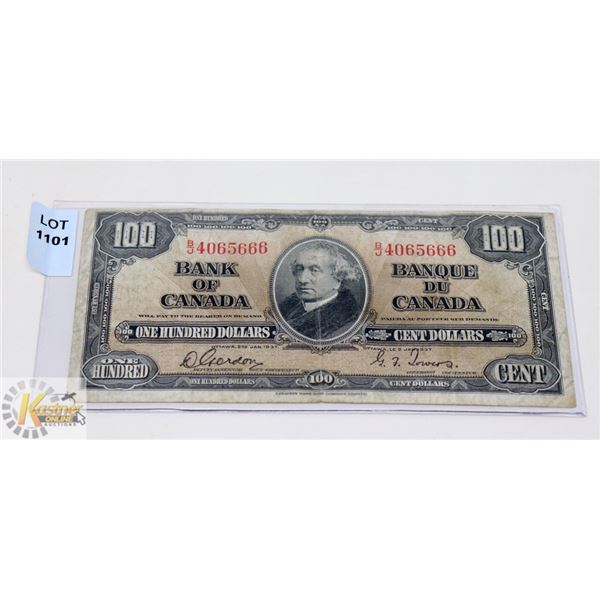 1937 CANADIAN $100 BILL
