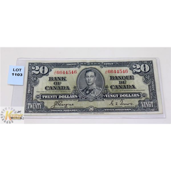 1937 CANADIAN $20 BILL
