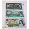 Image 1 : LOT OF 3- 1937/ 1954 & 1973 CANADIAN $1 BILLS