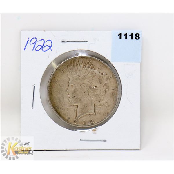 1922 USA SILVER PEACE DOLLAR COIN