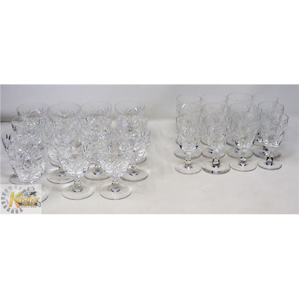 27PC ASSORTED CRYSTAL WINE GLASSES SMALL & LARGE